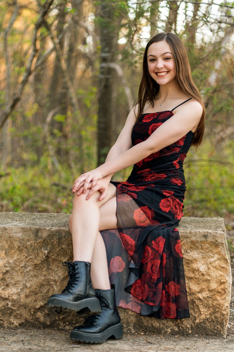 High school senior portrait at park in Frisco