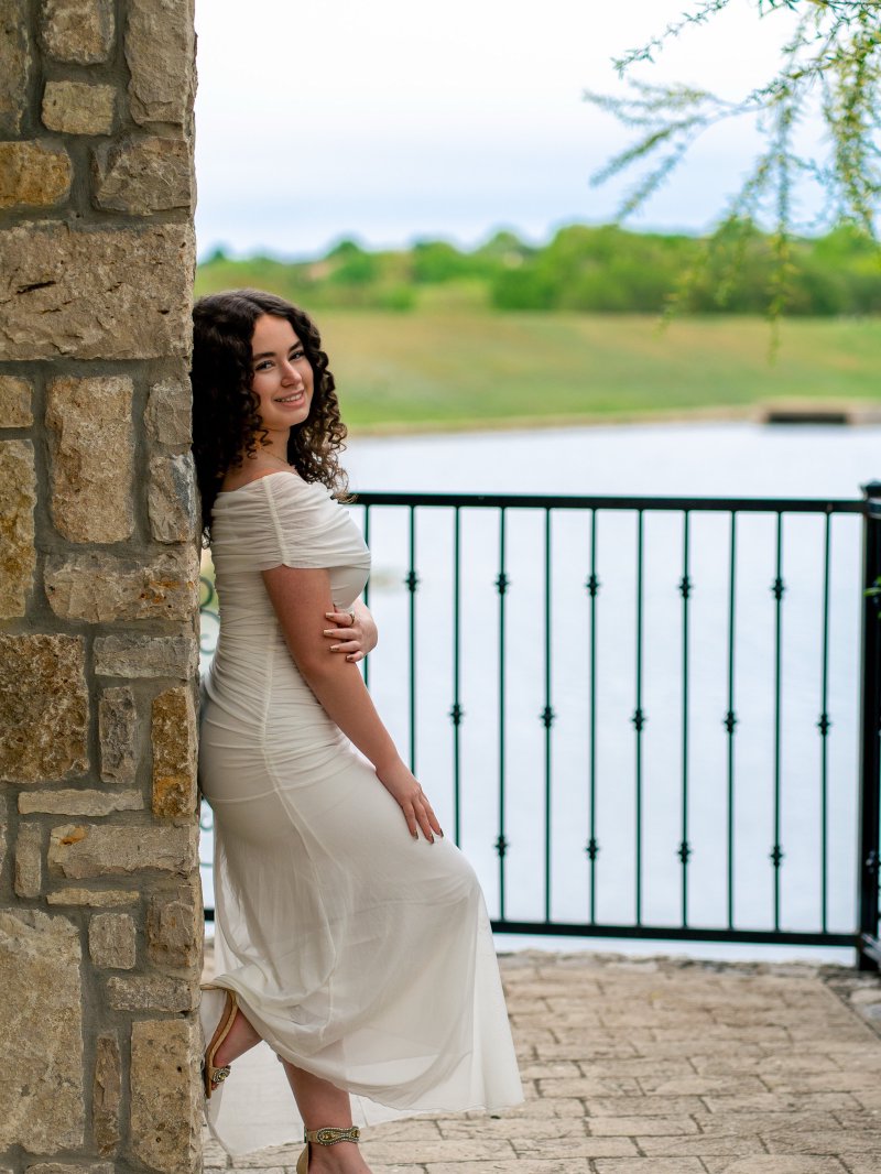 Senior portrait of Sophia at Adriatica Village in McKinney