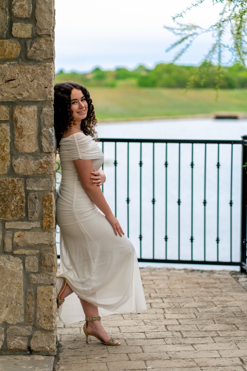 Senior portrait of Sophia at Adriatica Village in McKinney